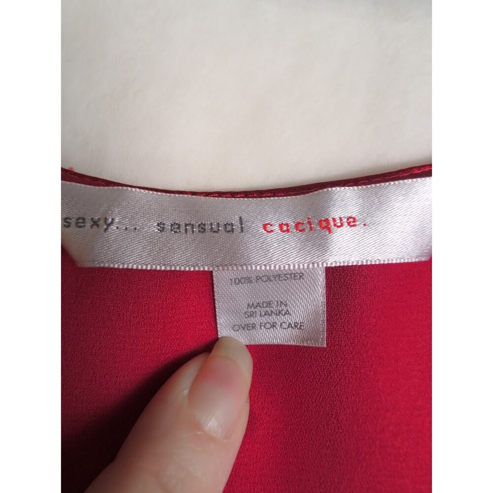 Cacique red satin sheer back maxi slip dress Size 18/20 Coquette Romantic Party - Picture 3 of 8